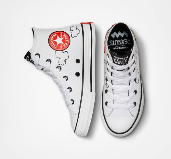 Tenisi Inalti Converse Peanuts Chuck Taylor All Star Albi Negrii Rosii | CV-591HMT