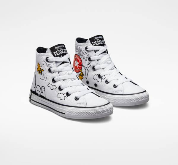 Tenisi Inalti Converse Peanuts Chuck Taylor All Star Albi Negrii Rosii | CV-591HMT