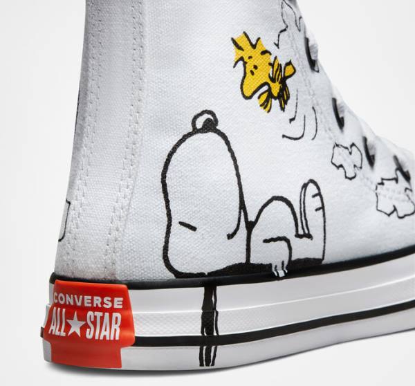 Tenisi Inalti Converse Peanuts Chuck Taylor All Star Albi Negrii Rosii | CV-591HMT