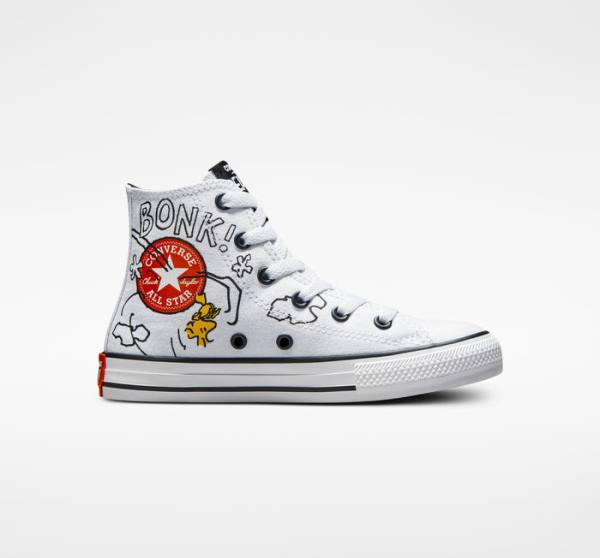 Tenisi Inalti Converse Peanuts Chuck Taylor All Star Albi Negrii Rosii | CV-591HMT