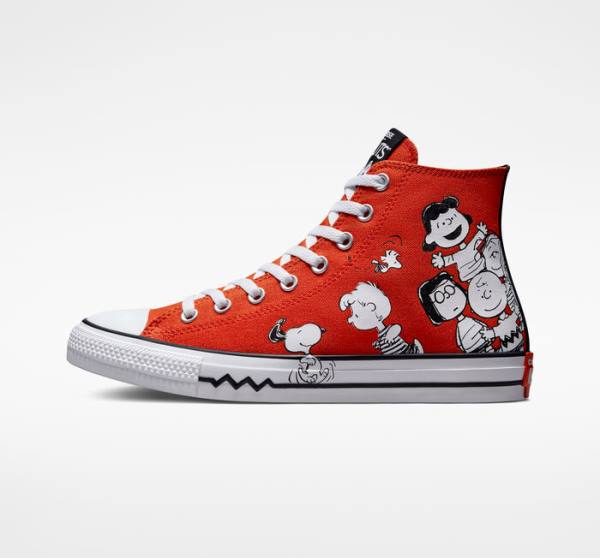 Tenisi Inalti Converse Peanuts Chuck Taylor All Star Rosii Negrii Albi | CV-678BFQ