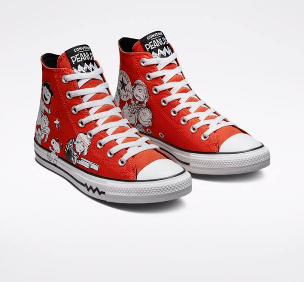 Tenisi Inalti Converse Peanuts Chuck Taylor All Star Rosii Negrii Albi | CV-678BFQ