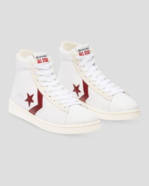 Tenisi Inalti Converse Pro Piele Italy Albi Rosii | CV-094QKX