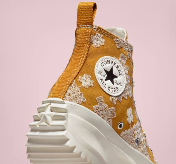 Tenisi Inalti Converse Run Star Hike Platforma Tonal Embroidery Negrii Galbeni | CV-052APD