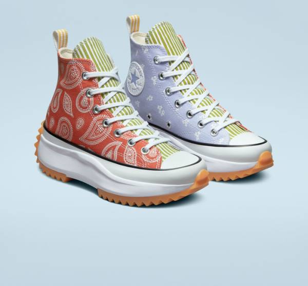 Tenisi Inalti Converse Run Star Hike Platforma Floral Stripes Albastri Portocalii | CV-961SNX