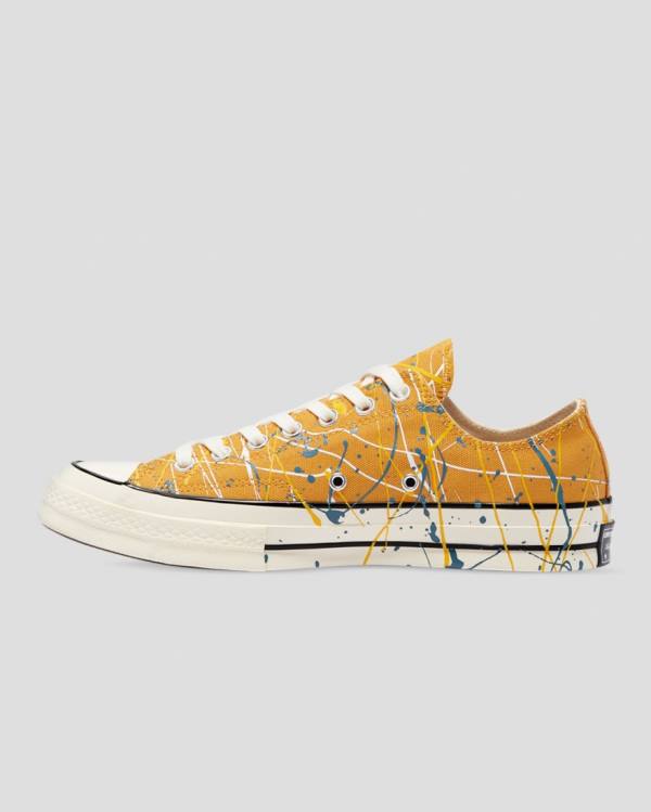 Tenisi Low Top Converse Chuck 70 Archive Print Paint Splatter Galbeni | CV-263QYX