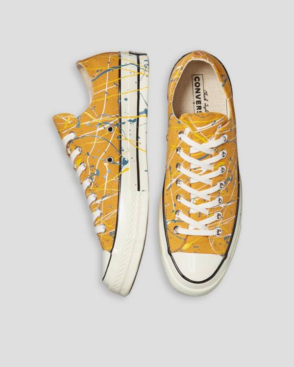 Tenisi Low Top Converse Chuck 70 Archive Print Paint Splatter Galbeni | CV-263QYX