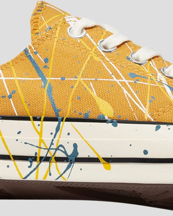 Tenisi Low Top Converse Chuck 70 Archive Print Paint Splatter Galbeni | CV-263QYX