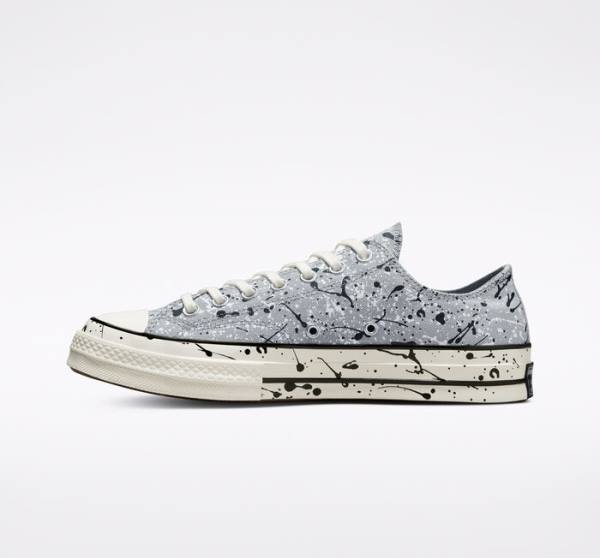 Tenisi Low Top Converse Chuck 70 Archive Paint Splatter Gri Negrii Albi | CV-270ZJQ