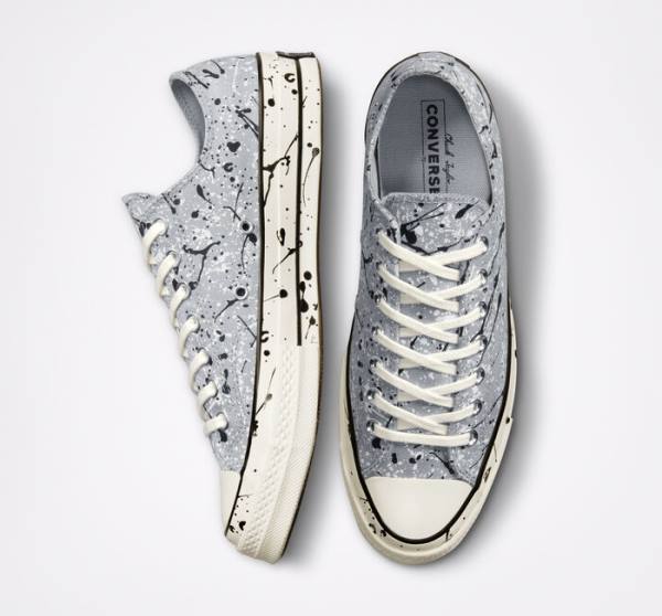 Tenisi Low Top Converse Chuck 70 Archive Paint Splatter Gri Negrii Albi | CV-270ZJQ