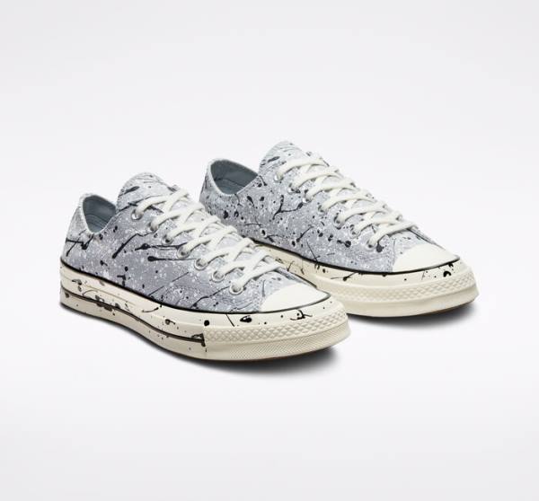 Tenisi Low Top Converse Chuck 70 Archive Paint Splatter Gri Negrii Albi | CV-270ZJQ