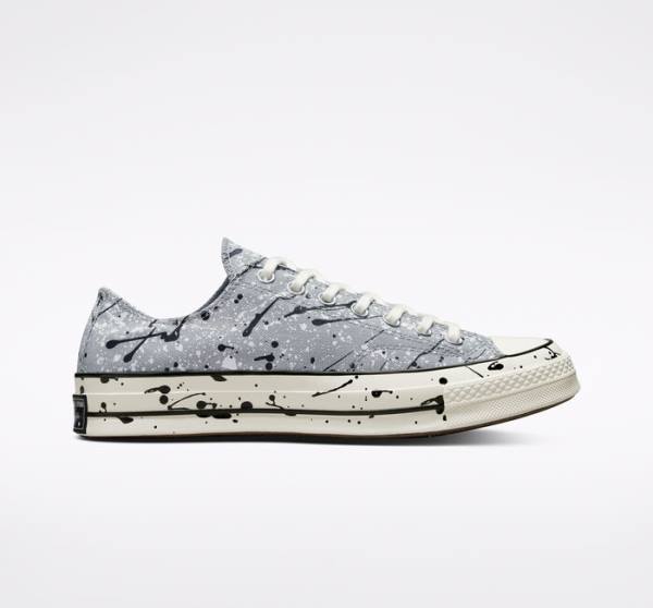 Tenisi Low Top Converse Chuck 70 Archive Paint Splatter Gri Negrii Albi | CV-270ZJQ