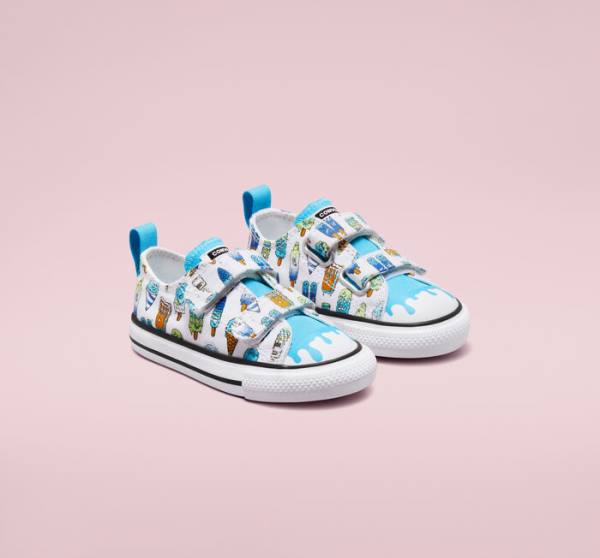 Tenisi Low Top Converse Chuck Taylor All Star Easy-On Frozen Treats Albi Albastri Verzi Deschis | CV-086AVP