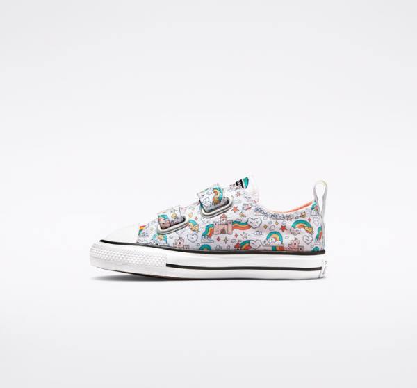 Tenisi Low Top Converse Chuck Taylor All Star Easy-On Rainbow Castles Albi Roz Turcoaz | CV-230BGP