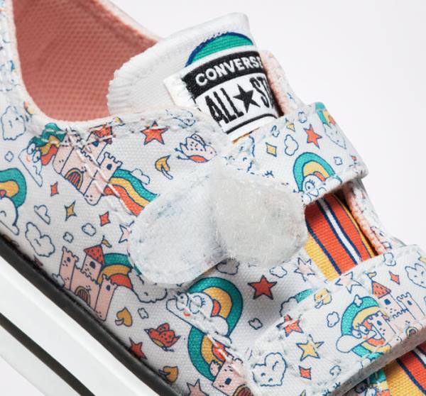 Tenisi Low Top Converse Chuck Taylor All Star Easy-On Rainbow Castles Albi Roz Turcoaz | CV-230BGP