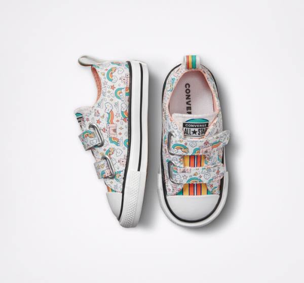 Tenisi Low Top Converse Chuck Taylor All Star Easy-On Rainbow Castles Albi Roz Turcoaz | CV-230BGP