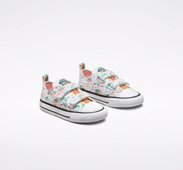 Tenisi Low Top Converse Chuck Taylor All Star Easy-On Rainbow Castles Albi Roz Turcoaz | CV-230BGP