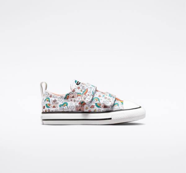 Tenisi Low Top Converse Chuck Taylor All Star Easy-On Rainbow Castles Albi Roz Turcoaz | CV-230BGP