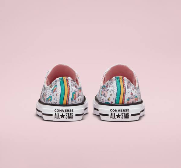 Tenisi Low Top Converse Chuck Taylor All Star Rainbow Castles Albi Roz Turcoaz | CV-324TSP