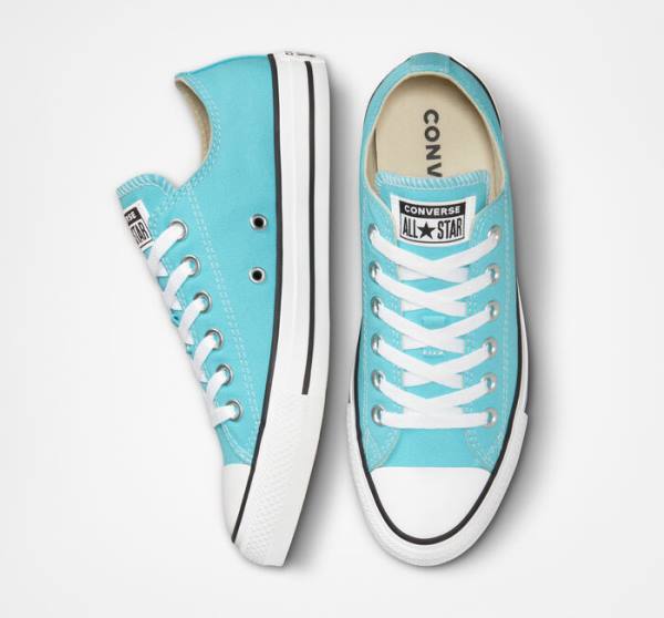 Tenisi Low Top Converse Chuck Taylor All Star Seasonal Color Albastri Albi Negrii | CV-346KWG