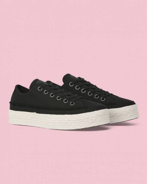 Tenisi Low Top Converse Chuck Taylor All Star Espadrile Platforma Negrii | CV-398FAX