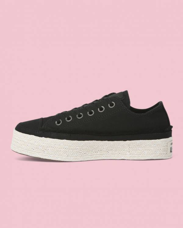 Tenisi Low Top Converse Chuck Taylor All Star Espadrile Platforma Negrii | CV-398FAX