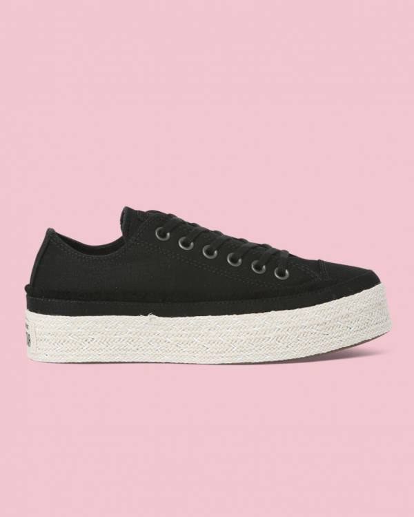 Tenisi Low Top Converse Chuck Taylor All Star Espadrile Platforma Negrii | CV-398FAX