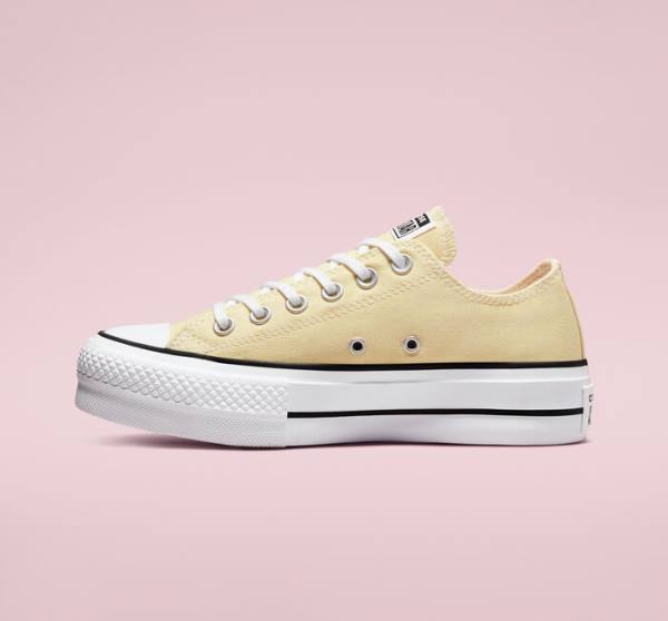 Tenisi Low Top Converse Chuck Taylor All Star Lift Platforma Seasonal Color Lămâie Negrii Albi | CV-429BMF