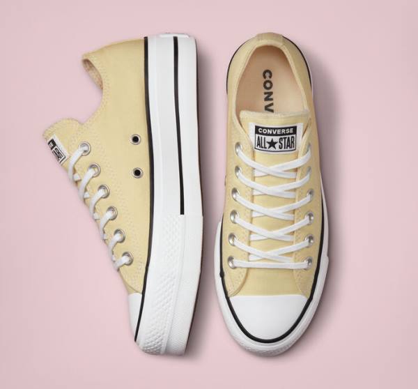 Tenisi Low Top Converse Chuck Taylor All Star Lift Platforma Seasonal Color Lămâie Negrii Albi | CV-429BMF