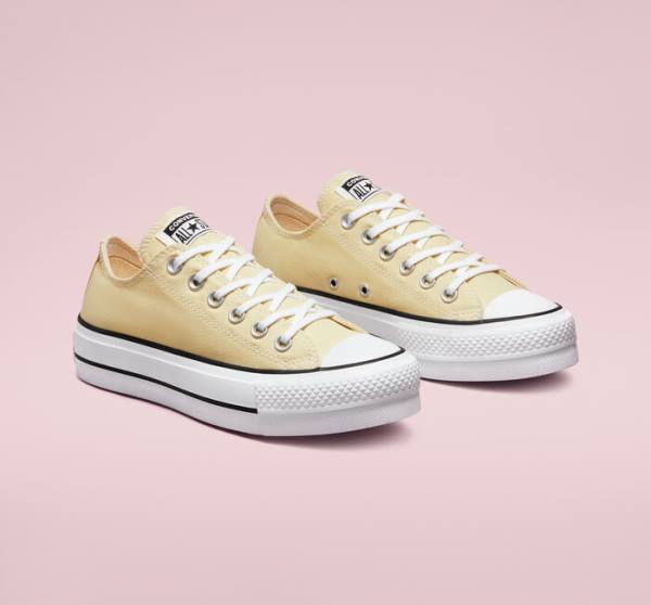 Tenisi Low Top Converse Chuck Taylor All Star Lift Platforma Seasonal Color Lămâie Negrii Albi | CV-429BMF