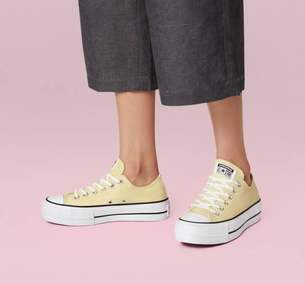 Tenisi Low Top Converse Chuck Taylor All Star Lift Platforma Seasonal Color Lămâie Negrii Albi | CV-429BMF