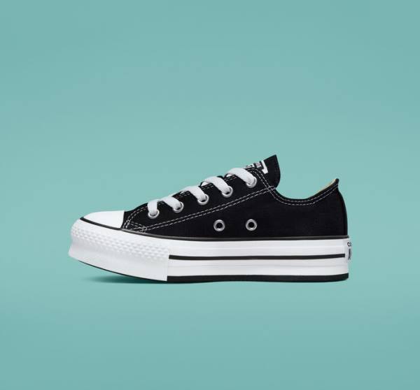 Tenisi Low Top Converse Chuck Taylor All Star Lift Platforma Negrii Albi | CV-489WTB