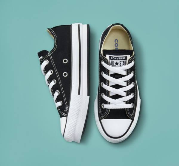 Tenisi Low Top Converse Chuck Taylor All Star Lift Platforma Negrii Albi | CV-489WTB