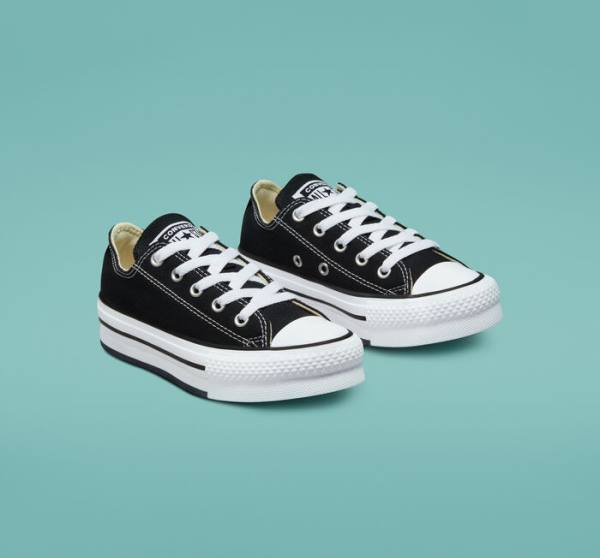 Tenisi Low Top Converse Chuck Taylor All Star Lift Platforma Negrii Albi | CV-489WTB