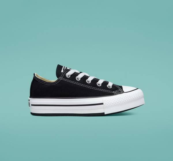 Tenisi Low Top Converse Chuck Taylor All Star Lift Platforma Negrii Albi | CV-489WTB