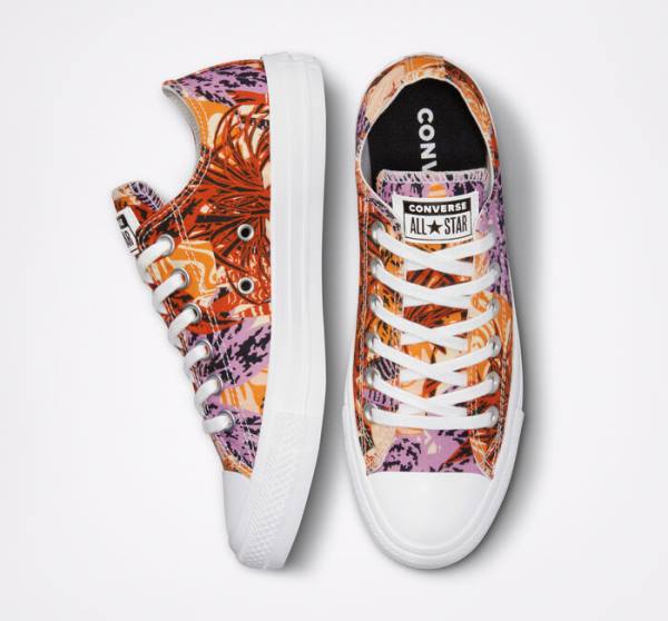 Tenisi Low Top Converse Chuck Taylor All Star Tropical Florals Portocalii Negrii Albi | CV-527KPD