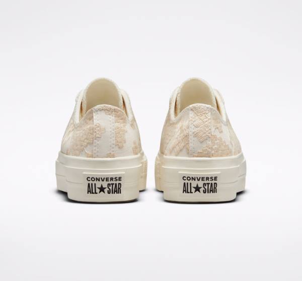 Tenisi Low Top Converse Chuck Taylor All Star Lift Platforma Tonal Embroidery Albi | CV-531ZIY