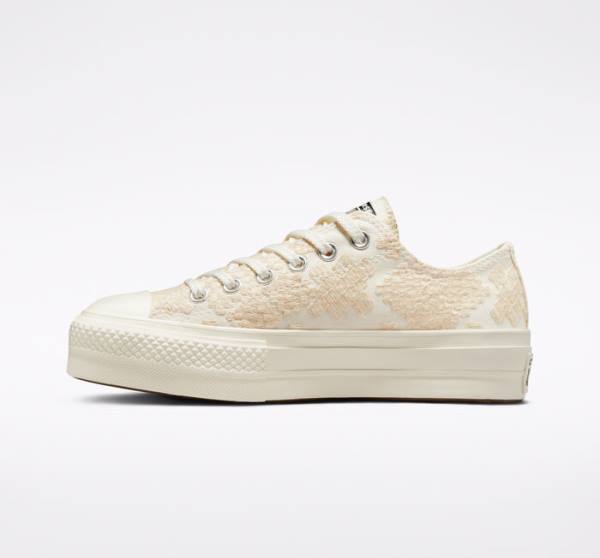 Tenisi Low Top Converse Chuck Taylor All Star Lift Platforma Tonal Embroidery Albi | CV-531ZIY