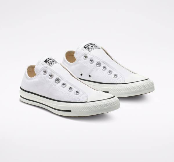 Tenisi Low Top Converse Chuck Taylor All Star Slip Albi Negrii Albi | CV-547IDB