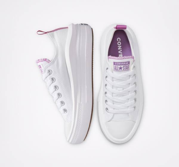 Tenisi Low Top Converse Chuck Taylor All Star Move Platforma Albi Violet Albi | CV-547VRM