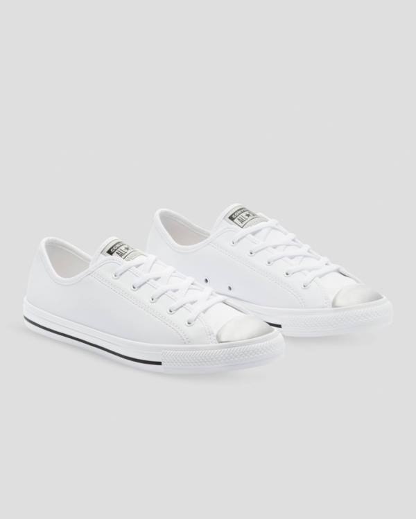 Tenisi Low Top Converse Chuck Taylor All Star Dainty Mono Metallic Albi | CV-578TJW