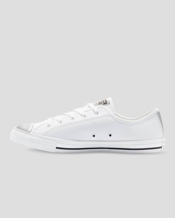 Tenisi Low Top Converse Chuck Taylor All Star Dainty Mono Metallic Albi | CV-578TJW