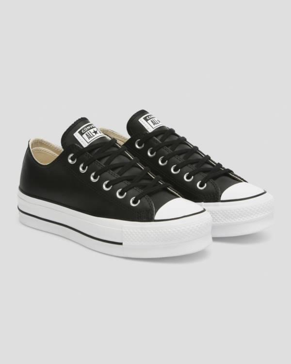 Tenisi Low Top Converse Chuck Taylor All Star Lift Clean Piele Negrii | CV-625TOL