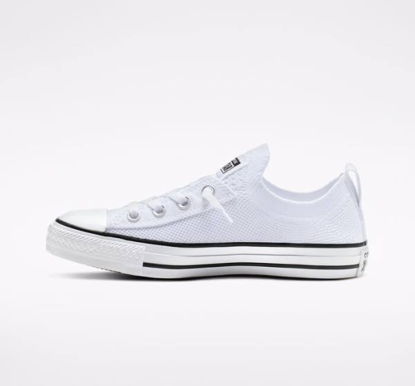 Tenisi Low Top Converse Chuck Taylor All Star Shoreline Knit Slip Albi Negrii Albi | CV-639YIS