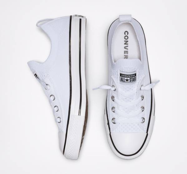 Tenisi Low Top Converse Chuck Taylor All Star Shoreline Knit Slip Albi Negrii Albi | CV-639YIS