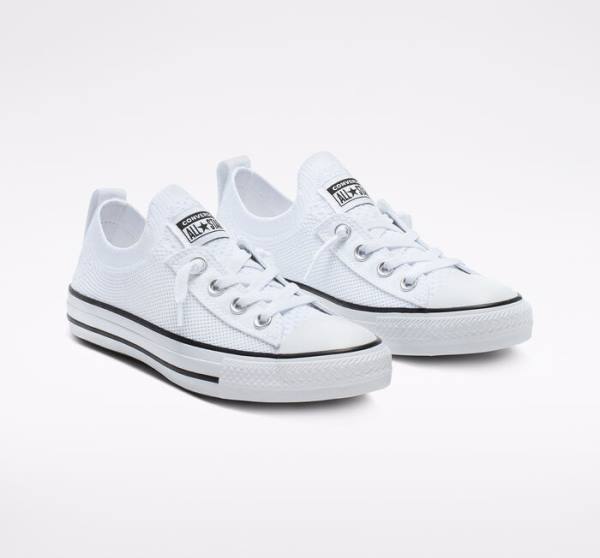 Tenisi Low Top Converse Chuck Taylor All Star Shoreline Knit Slip Albi Negrii Albi | CV-639YIS