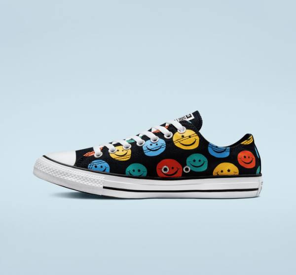 Tenisi Low Top Converse Chuck Taylor All Star Happy Faces Negrii | CV-675XLS