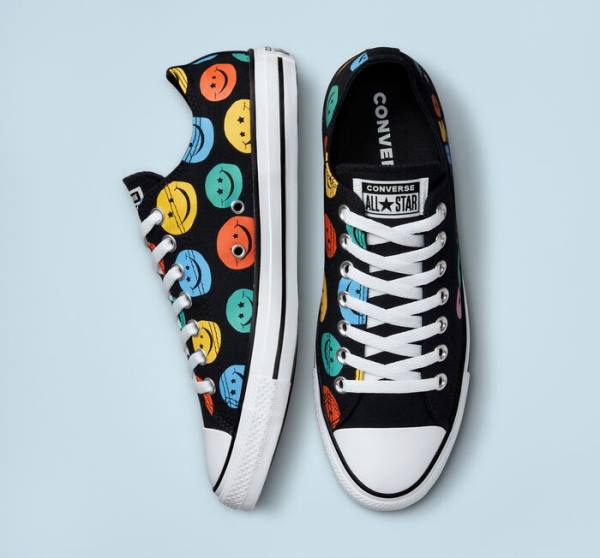 Tenisi Low Top Converse Chuck Taylor All Star Happy Faces Negrii | CV-675XLS