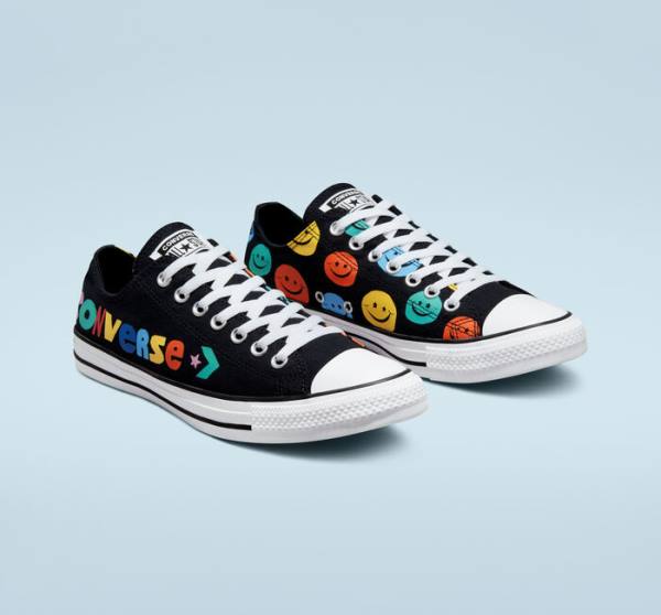 Tenisi Low Top Converse Chuck Taylor All Star Happy Faces Negrii | CV-675XLS