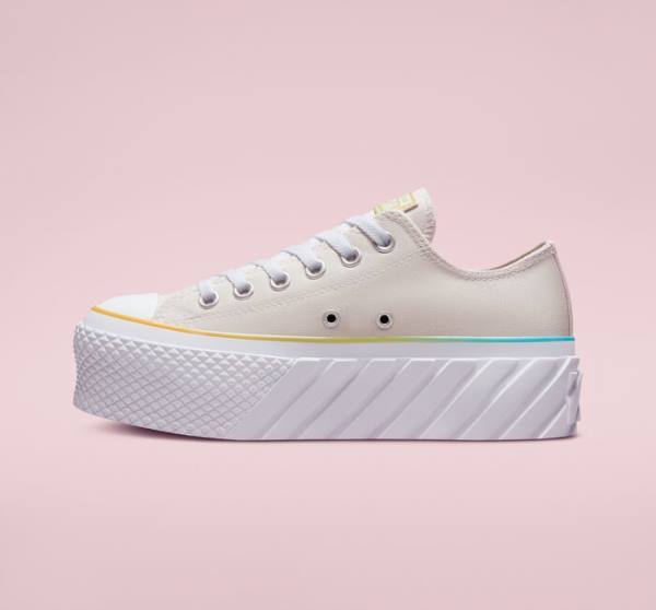 Tenisi Low Top Converse Chuck Taylor All Star 2X Lift Platforma Gradient Albi Albastri | CV-708JIY